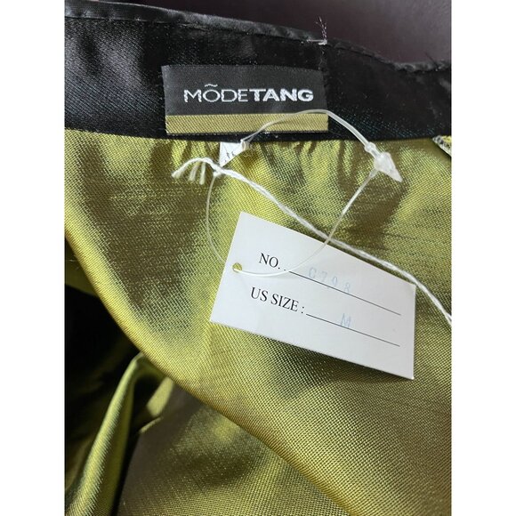 Black Satin NWT Dragon & Phoenix Embroidered Qipao Cheongsam Maxi Dress S/M - Picture 6 of 10